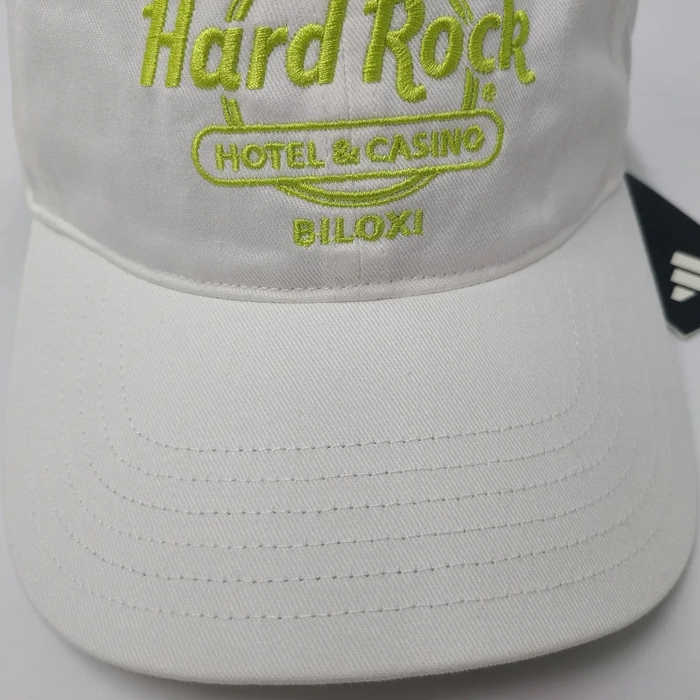 Hard Rock Hat Snapback Adidas White Neon Green Hotel & Casino Biloxi MS Logo Men